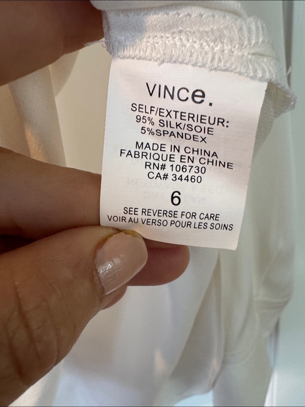 Vince Ivory V-Neck Long-Sleeve Blouse Size M - Picture 4 of 5